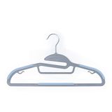 Beldray antislip kleerhangers, 8 stuks, ultradun, ruimtebesparend | 50% gerecycled kunststof, S-vormige kraaggeleider, geïntegreerde broekstang, geïntegreerde bandhaakjes, grijs/blauw