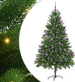 vidaXL Kerstboom met 300 LED-lampjes, inclusief standaard, groen, 210 cm, PE