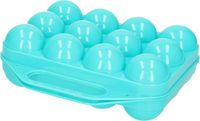 Plasticforte Boîte à œufs - Organiseur de réfrigérateur porte-œufs - 12 œufs - bleu - plastique - 20 x 19 cm