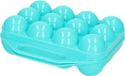 Plasticforte Boîte à œufs - Organiseur de réfrigérateur porte-œufs - 12 œufs - bleu - plastique - 20 x 19 cm