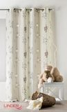 HomeMaison Gordijn met schapenprint voor kinderen, katoen, beige, 135 x 260 cm