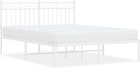 vidaXL Bedframe metaal met hoofdbord wit 135x190 cm
