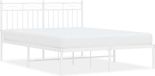 vidaXL Bedframe metaal met hoofdbord wit 135x190 cm