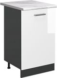 Vicco Keukenonderkast R-Line, Wit Hoogglans/Antraciet, 50 cm marmer werkblad