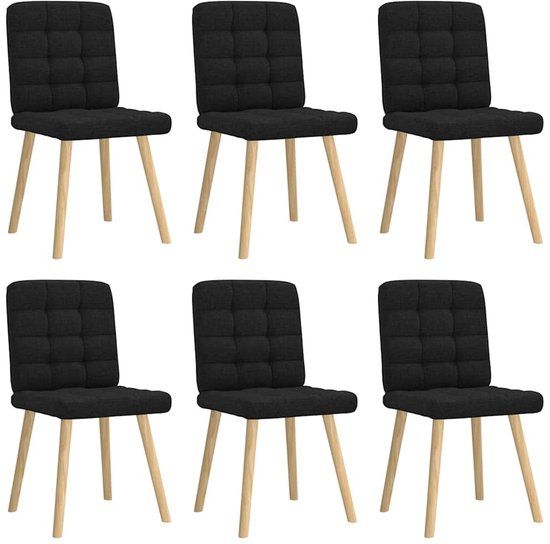 vidaXL Eetkamerstoelen 6 stuks stof zwart