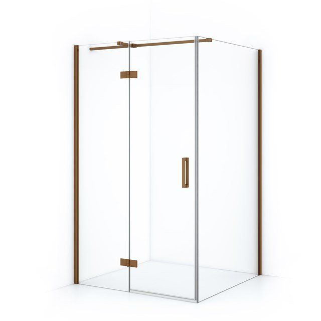 Maxaro Douchecabine Diamond 110x80cm 8mm Helder Veiligheidsglas Koper met Draaideur
