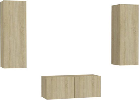 vidaXL 3-delige Tv-meubelset bewerkt hout sonoma eikenkleurig