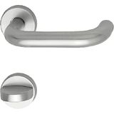 GRUNDMANN 102805 zilver 1754/D6K krukgarnituur Geos op Rosette WC ÖNORM deurbeslag VK 8,5, aluminium geanodiseerd mat