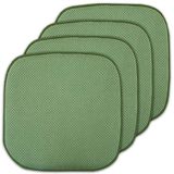 Sweet Home Collection Stoel Kussen Memory Foam Pads Honingraat Patroon Slip Antislip Rubber Terug Afgerond Vierkant 16" x 16" Stoelhoes, Groen - 4 Pack