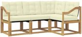 vidaXL Hoek loungeset 4-delig Wit et crème Acacia bois