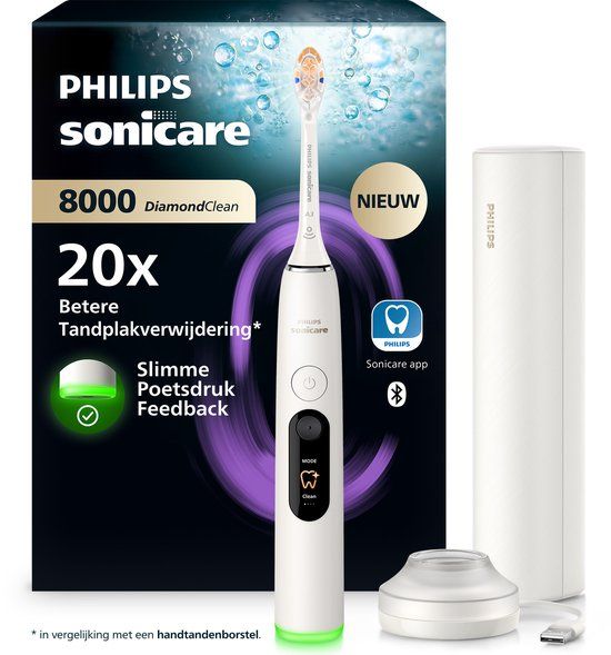 Philips Sonicare Next-Generation DiamondClean 8000 Elektrische Tandenborstel - Wit - HX8311/11