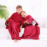 DecoKing Kiddo Kinderdeken met mouwen 90 x 105 cm rood microvezel tv-deken knuffeldeken zachte fleece deken