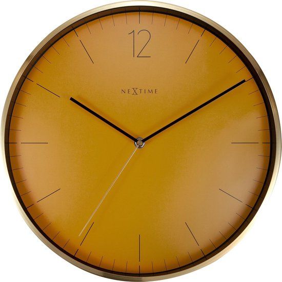 NeXtime Essential Gold - Wandklok - Rond - Ø 34 cm - Goud/Oranje