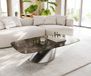Edge Table basse bateau 140x80 cm céramique Emperador Extra Lucidato brun foncé Conis acier inoxydable brossé