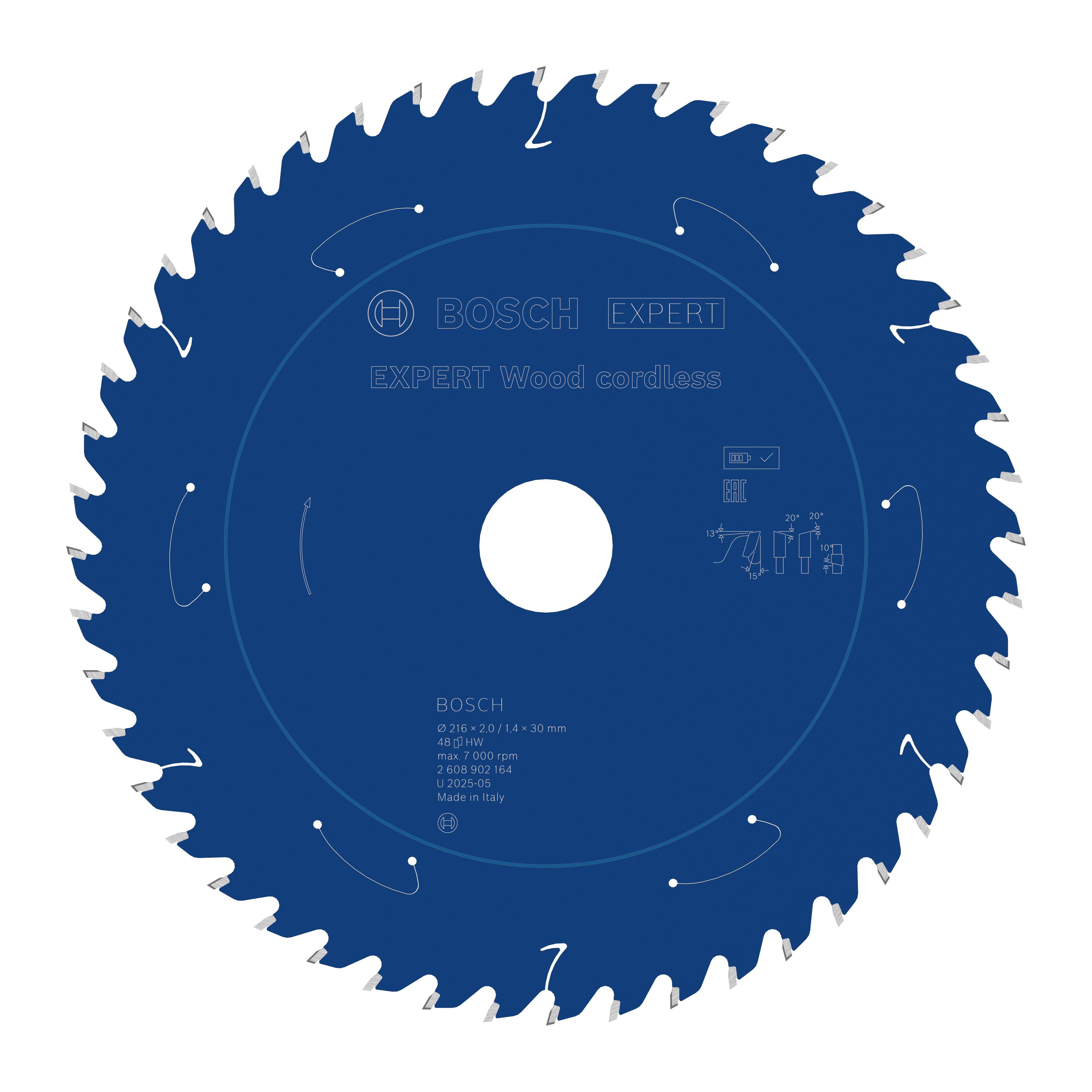 Bosch Accessoires EXPERT Wood cordless Cirkelzaagblad | 216 x 2/1,4 x 30 mm | T48 - 2608902164