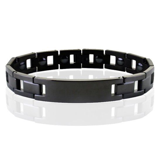 TJ Tom Jaxon Tom Jaxon Edelstaal heren armband Magneten Graveren Zwart