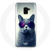 Maniacase Etui voor Samsung Galaxy A8 Plus Cat bril stijl
