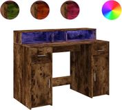 vidaXL Bureau met LED-verlichting 120x55x91 cm gerookt eikenhout