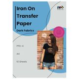PPD A4 x 10 vellen PREMIUM Inkjet T-shirt Transfer Papier, Transfer folie speciaal voor donkere textiel, strijkijzers en thermische pers PPD-4-10