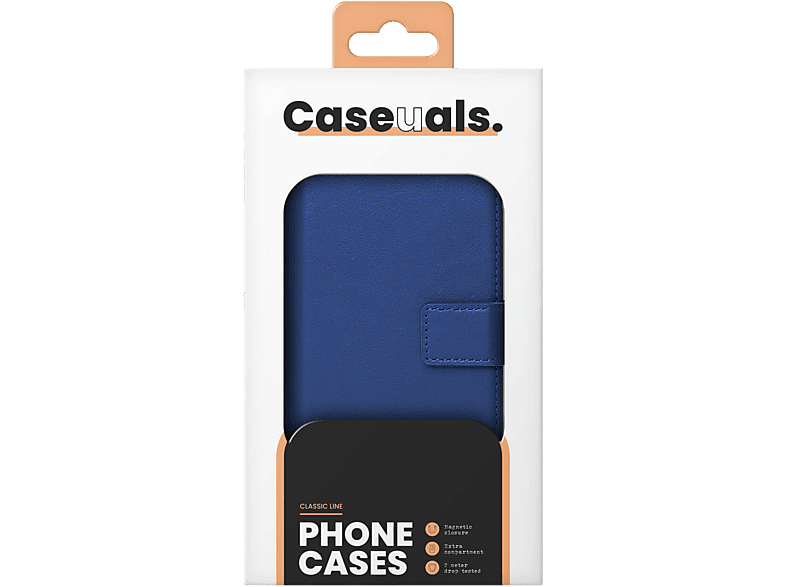 Caseuals Genuine Leather Wallet Bookcase Apple iPhone 14 - Blue