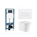 QeramiQ Dely Toiletset - inbouwreservoir Qeramiq Flush - slim zitting - metaal mat witte bedieningsplaat - rechthoekige knoppen - mat wit
