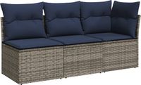 vidaXL Tuinbank met kussens poly rattan grijs