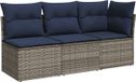 vidaXL Tuinbank met kussens poly rattan grijs