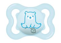 MAM Supreme sucette avec tétine extra fine et flexible et bouclier avec de grands trous pour laisser respirer la peau, silicone SkinSoftTM ultra-doux, 2+ mois, bleu, 1 pièce