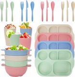 Réutilisable, set de vaisselle en plastique de haute qualité - 24 pièces - Très durable - Pour 4 personnes - Set de table pour fêtes à la maison et au camping.