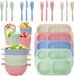 Réutilisable, set de vaisselle en plastique de haute qualité - 24 pièces - Très durable - Pour 4 personnes - Set de table pour fêtes à la maison et au camping.