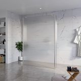 FortiFura Galeria Vrijstaande Inloopdouche - 140x200cm - helder geribbeld - antikalk - 8mm veiligheidsglas - 2 zijwanden - 40cm - wandsteunen en hoekprofielen - PVD - geborsteld RVS