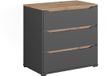 Vicco Dressoir Ruben, Antraciet/Artisanaal eiken, 80 x 76.6 cm met 3 lades