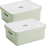 Sunware Sigma Home opbergbox 24L - Set van 2 - Groen/Transparant