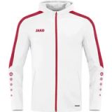 Jako Power Jas Met Kap Heren - Wit / Rood | Maat: 3XL