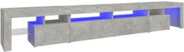 vidaXL meuble TV avec éclairage LED, gris béton, 260x36,5x40 cm