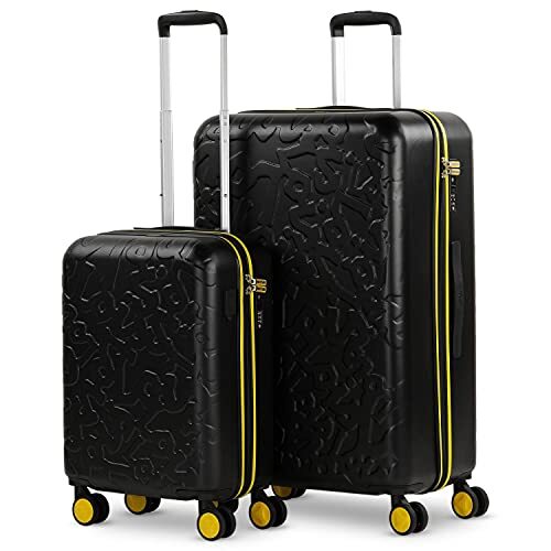 Lois - Game Stijve ABS-reiskoffers 4 trolleywielen. USB-poort Goed comfortabel en licht. TSA-slot. 2 maten: Small Cab en Big. Kwaliteit en mooi design. 171117, Color Zwart