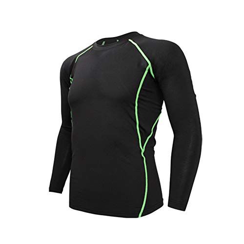 BaronHong Heren Compressie Sport T-shirt - Lange Mouwen - Groen - XL