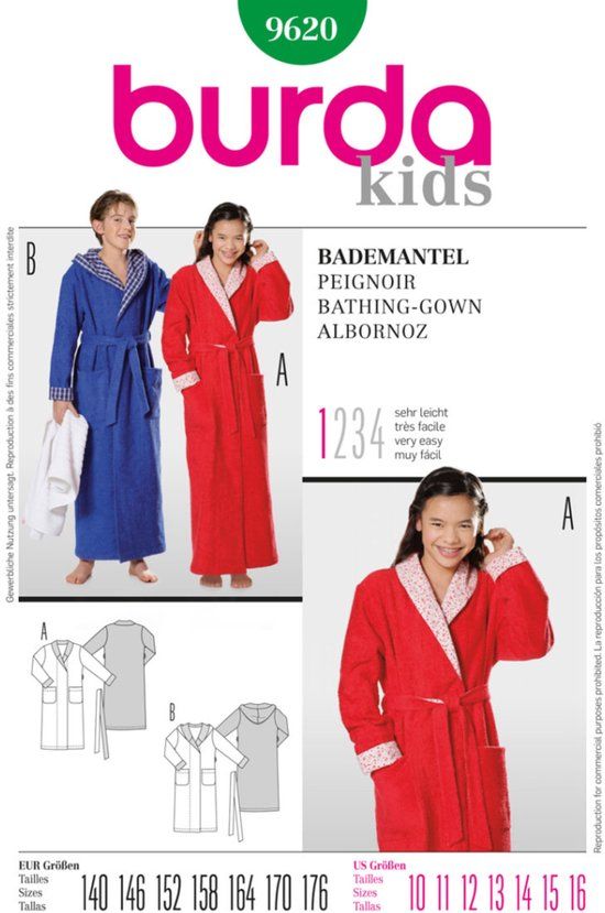 Burda Naaipatroon 9620 - Badjas in variaties