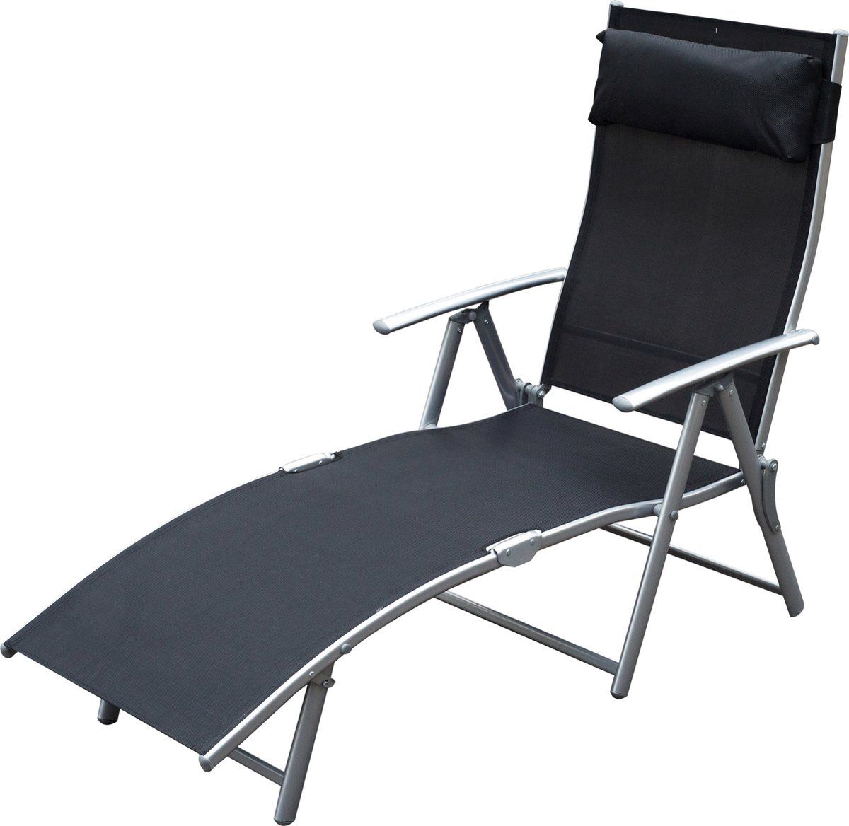 Outsunny Inklapbare ligstoel - Zwart - 2022 Model