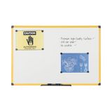Bi-Office Whiteboard Ultrabrite - 90 x 60 cm - geëmailleerd, met geel aluminium frame en pennenhouder
