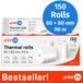 print24 Thermische Rollen / Kassarollen, 150 Rollen, 80mm x 80mm x 12mm, 90m, Testwinnaar, PEFC-gecertificeerd, BPA-vrij, voor EPSON, IBM e.a.