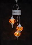 Halay Oosterse lamp 3 glazen oranje bruin bollen mozaiek kroonluchter