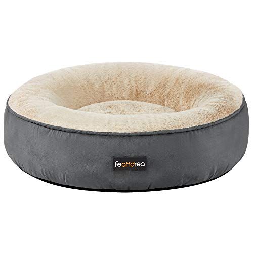 FEANDREA Hondenbed, kattenbed, donut, Ø 50 cm, donkergrijs PGW050G02