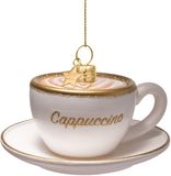 Vondels Glazen Kerstbal - Cappuccino 5cm Wit