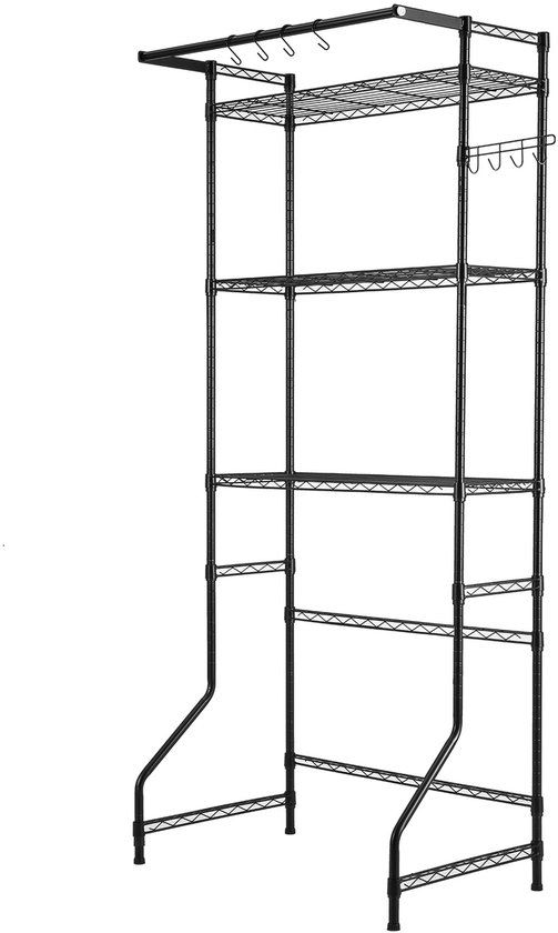 Vevor Opbergrek boven wasmachine/droger, enkele rij, 3 lagen, zwart