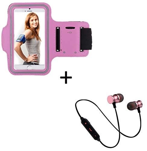 Shot Case Sportset voor Huawei Y5 2019 smartphone (bluetooth koptelefoon + armband) hardlopen T6 (roze)