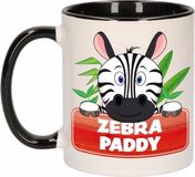 Bellatio Decorations Zebra Paddy mok - zwart/wit - keramiek - 300 ml - kinder beker zebra