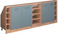 Vicco R-Line Keukenkast voor schuine wand – 210 cm Set van 5 Blauw-grijs/gouden eik