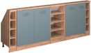 Vicco R-Line Keukenkast voor schuine wand – 210 cm Set van 5 Blauw-grijs/gouden eik