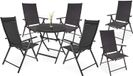 Brubaker Set de jardin Riva - 1 table en verre, table ronde pliable d'un diamètre de 70 cm, avec 6 chaises à dossier haut - Résistant aux intempéries - Anthracite